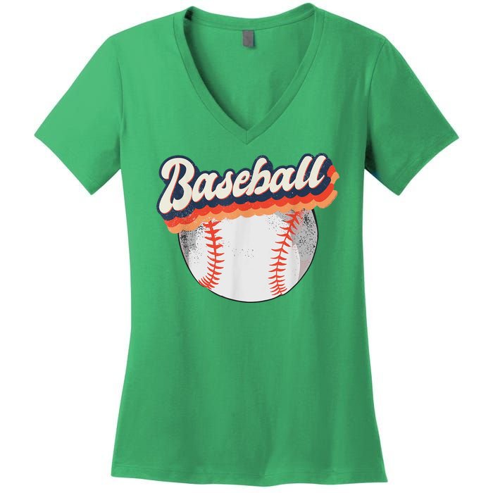 Baseball Sport Retro Women's V-Neck T-Shirt