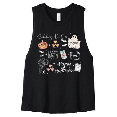 Boo Spooky Rad Tech Halloween Xray Fall Autumn Nurse Women's Racerback Cropped Tank