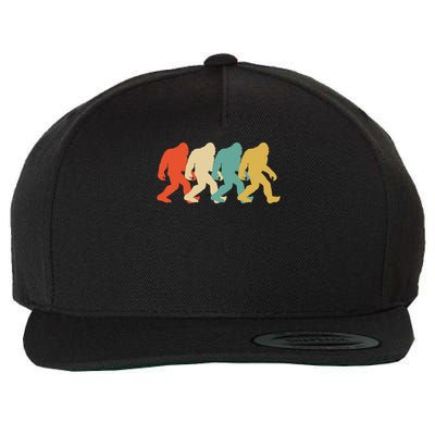 Bigfoot Silhouette Retro Pop Art Sasquatch Graphic Wool Snapback Cap