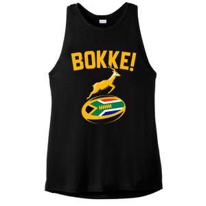 Bokke! Springbok Rugby South African Flag Ladies PosiCharge Tri-Blend Wicking Tank