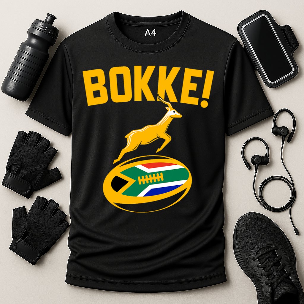 Bokke! Springbok Rugby South African Flag Cooling Performance Crew T-Shirt