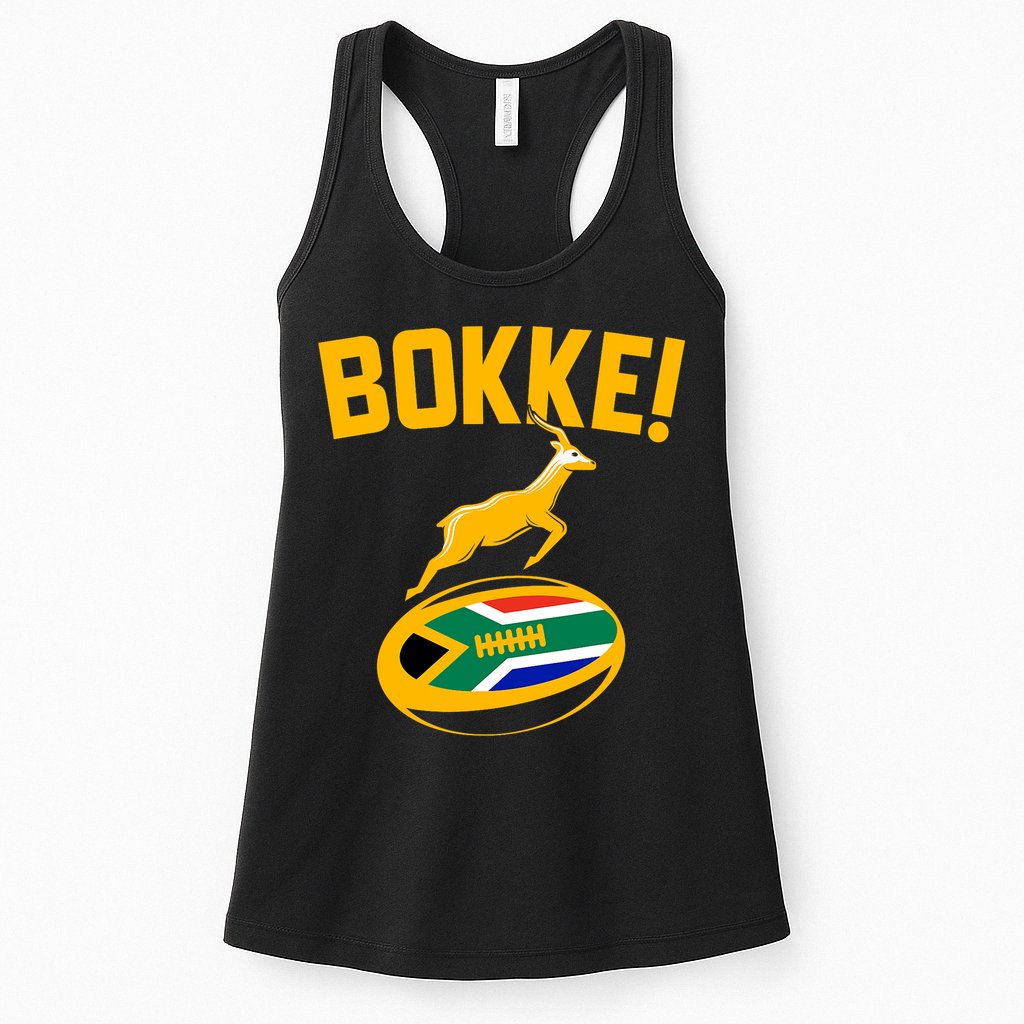 Bokke! Springbok Rugby South African Flag Womens Tank Top