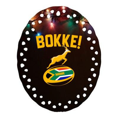 Bokke! Springbok Rugby South African Flag Ceramic Oval Ornament