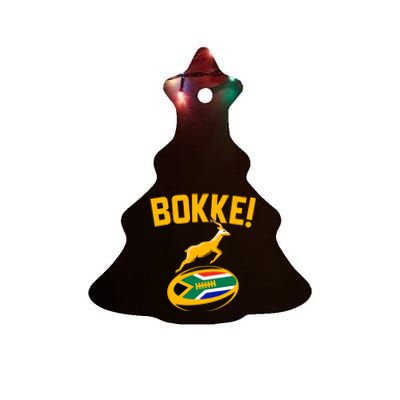 Bokke! Springbok Rugby South African Flag Ceramic Tree Ornament