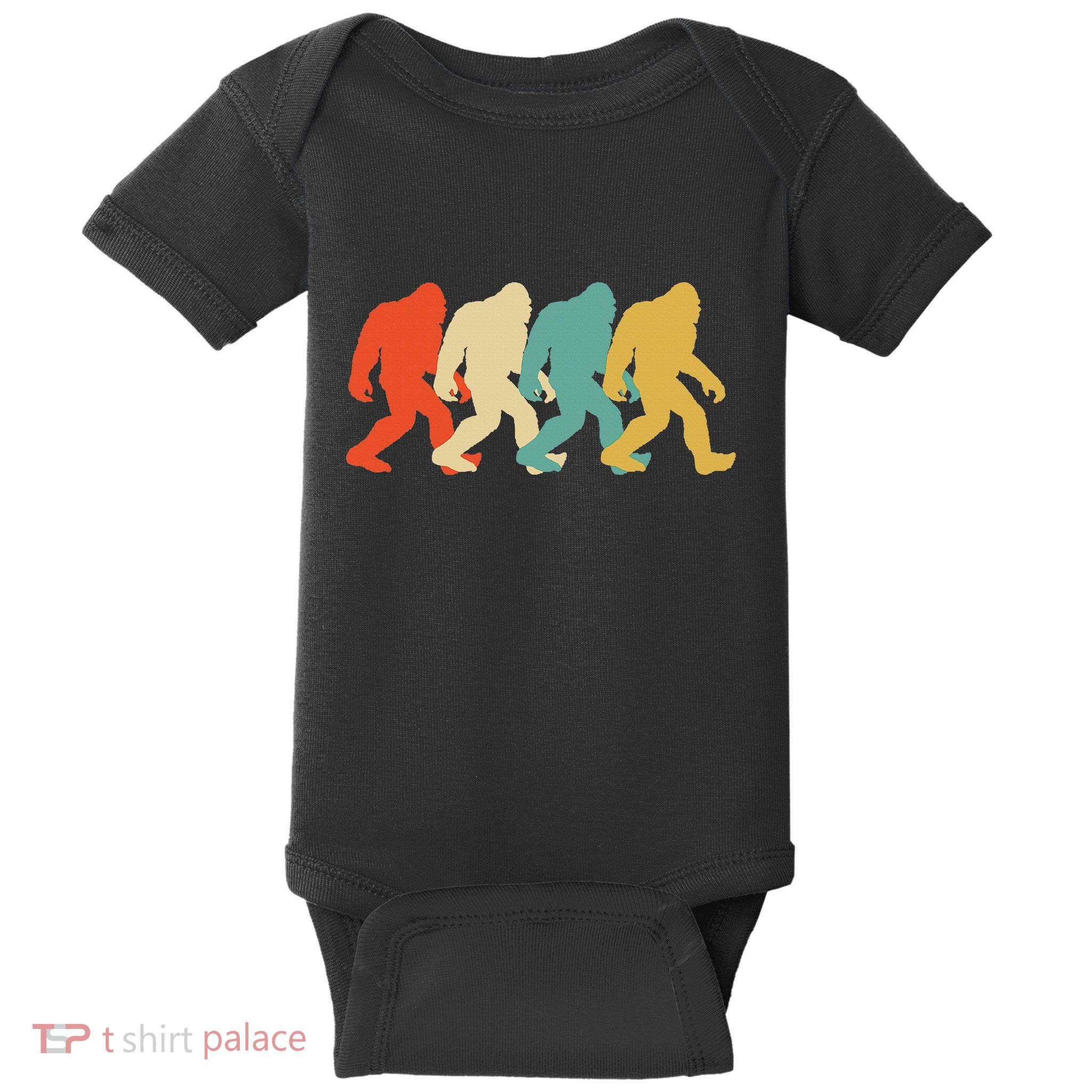 Bigfoot Silhouette Retro Pop Art Sasquatch Graphic Baby Bodysuit