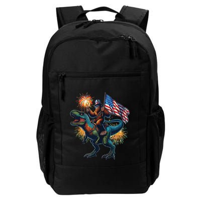 Bigfoot Sasquatch Riding Dinosaur T Rex Funny 4th Of July Backpack