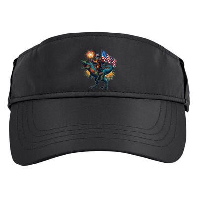 Bigfoot Sasquatch Riding Dinosaur T Rex Funny 4th Of July Adult Drive Performance Visor
