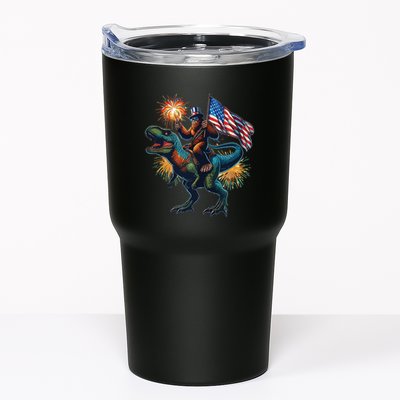 Bigfoot Sasquatch Riding Dinosaur T Rex Funny 4th Of July Tumbler