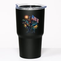 Bigfoot Sasquatch Riding Dinosaur T Rex Funny 4th Of July Tumbler