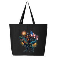 Bigfoot Sasquatch Riding Dinosaur T Rex Funny 4th Of July 25L Jumbo Tote