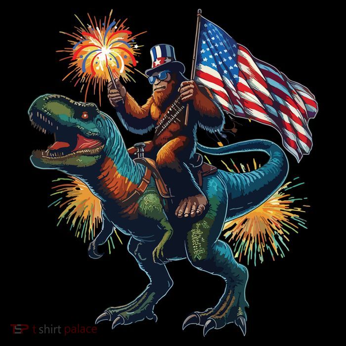 Bigfoot Sasquatch Riding Dinosaur T Rex Funny 4th Of July Zip Tote Bag
