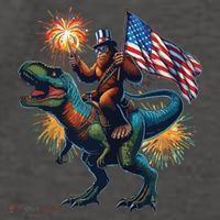 Bigfoot Sasquatch Riding Dinosaur T Rex Funny 4th Of July Vector Backpack