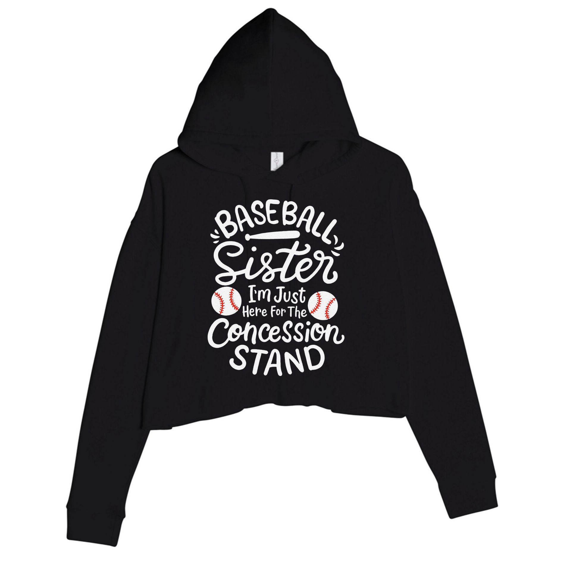 Baseball Sister Retro Big Sister Baseball For  Softball Crop Fleece Hoodie