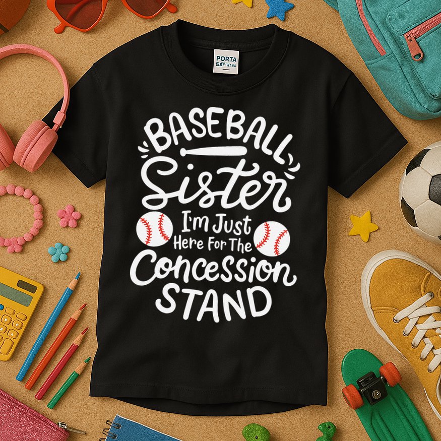 Baseball Sister Retro Big Sister Baseball For  Softball Kids T-Shirt
