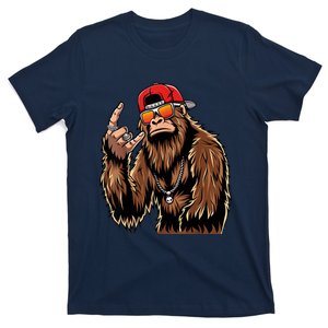 Bigfoot Sasquatch Rock On Hand Rock And Roll Music Lover T-Shirt