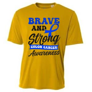 Brave Strong Ribbon Design Colon Cancer Awareness Gift Cooling Performance Crew T-Shirt