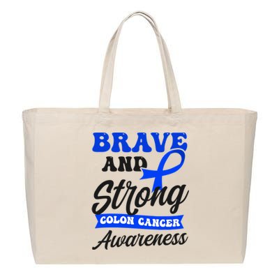 Brave Strong Ribbon Design Colon Cancer Awareness Gift Cotton Canvas Jumbo Tote