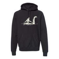 Bigfoot Sasquatch Riding The Loch Ness Monster Premium Hoodie