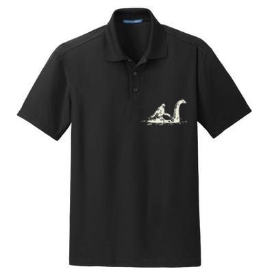 Bigfoot Sasquatch Riding The Loch Ness Monster Dry Zone Grid Polo