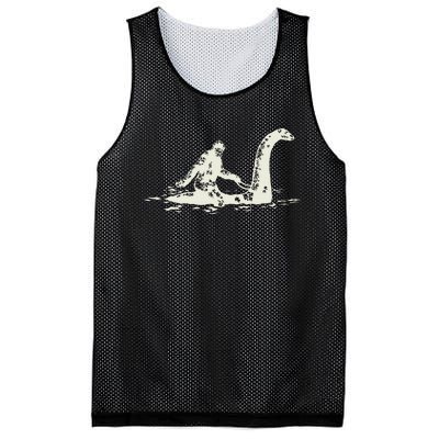 Bigfoot Sasquatch Riding The Loch Ness Monster Mesh Reversible Basketball Jersey Tank