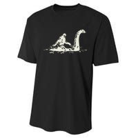 Bigfoot Sasquatch Riding The Loch Ness Monster Performance Sprint T-Shirt