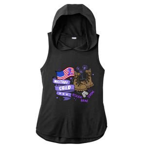 Brave Strong Resilient Military Child US Flag Military Child Month Ladies PosiCharge Tri-Blend Wicking Draft Hoodie Tank