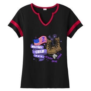 Brave Strong Resilient Military Child US Flag Military Child Month Ladies Halftime Notch Neck Tee