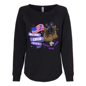 Brave Strong Resilient Military Child US Flag Military Child Month Womens California Wash Sweatshirt