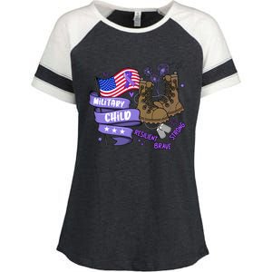 Brave Strong Resilient Military Child US Flag Military Child Month Enza Ladies Jersey Colorblock Tee