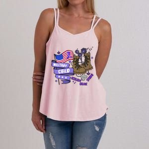 Brave Strong Resilient Military Child US Flag Military Child Month Women's Strappy Tank