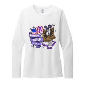 Brave Strong Resilient Military Child US Flag Military Child Month Womens CVC Long Sleeve Shirt