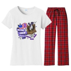 Brave Strong Resilient Military Child US Flag Military Child Month Women's Flannel Pajama Set