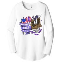 Brave Strong Resilient Military Child US Flag Military Child Month Women's Perfect Tri Tunic Long Sleeve Shirt