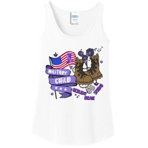 Brave Strong Resilient Military Child US Flag Military Child Month Ladies Essential Tank