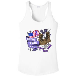 Brave Strong Resilient Military Child US Flag Military Child Month Ladies PosiCharge Competitor Racerback Tank