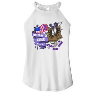 Brave Strong Resilient Military Child US Flag Military Child Month Women's Perfect Tri Rocker Tank