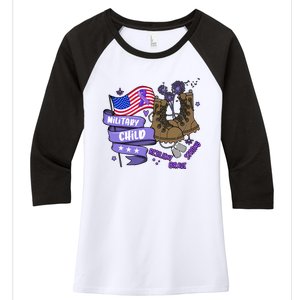 Brave Strong Resilient Military Child US Flag Military Child Month Women's Tri-Blend 3/4-Sleeve Raglan Shirt