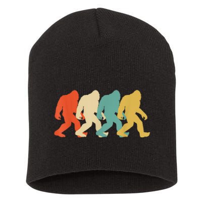 Bigfoot Silhouette Retro Pop Art Sasquatch Graphic Short Acrylic Beanie