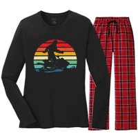 Bigfoot Snowmobile Riding Sasquatch Snowmobiling Racing Women's Long Sleeve Flannel Pajama Set 