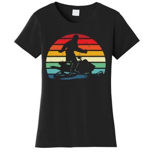 Bigfoot Snowmobile Riding Sasquatch Snowmobiling Racing Women's T-Shirt