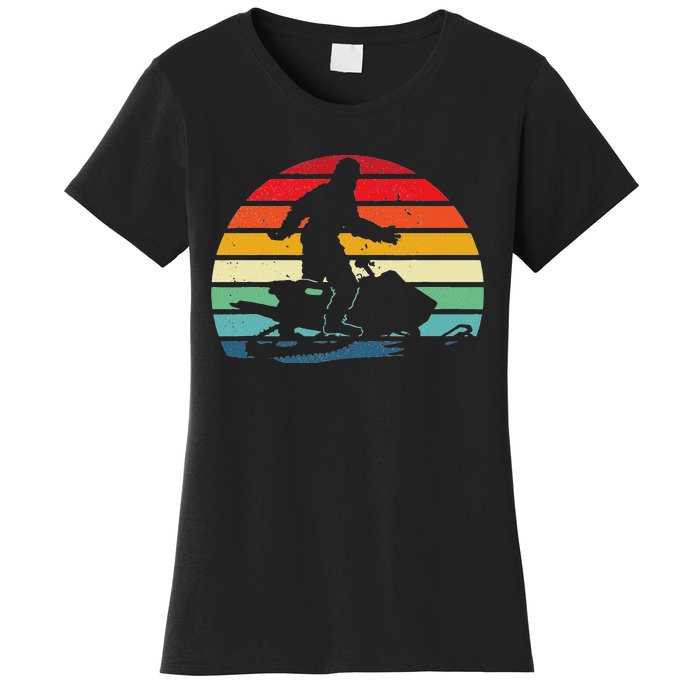 Bigfoot Snowmobile Riding Sasquatch Snowmobiling Racing Women's T-Shirt