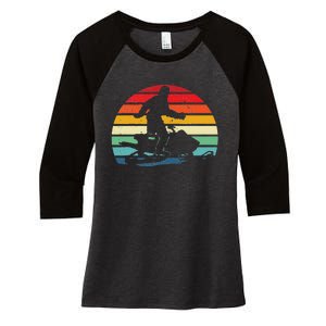 Bigfoot Snowmobile Riding Sasquatch Snowmobiling Racing Women's Tri-Blend 3/4-Sleeve Raglan Shirt