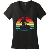 Bigfoot Snowmobile Riding Sasquatch Snowmobiling Racing Women's V-Neck T-Shirt