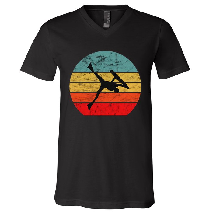 Bodyboard Surfer Retro Vintage Sunset Bodyboarder Surfing V-Neck T-Shirt