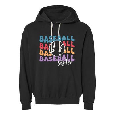 Baseball Sister Retro Big Sister funny Baseball player Garment-Dyed Fleece Hoodie