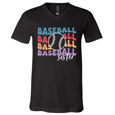 Baseball Sister Retro Big Sister funny Baseball player V-Neck T-Shirt