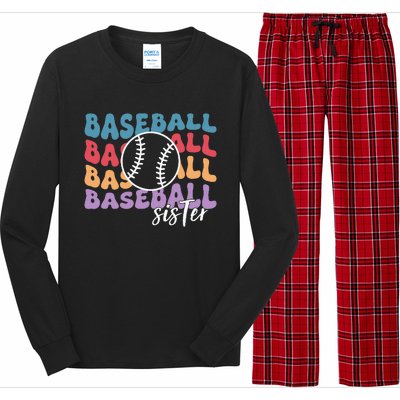 Baseball Sister Retro Big Sister funny Baseball player Long Sleeve Pajama Set