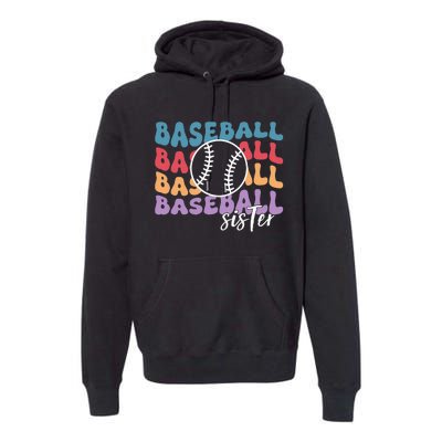 Baseball Sister Retro Big Sister funny Baseball player Premium Hoodie