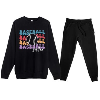 Baseball Sister Retro Big Sister funny Baseball player Premium Crewneck Sweatsuit Set