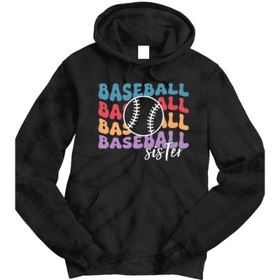 Baseball Sister Retro Big Sister funny Baseball player Tie Dye Hoodie